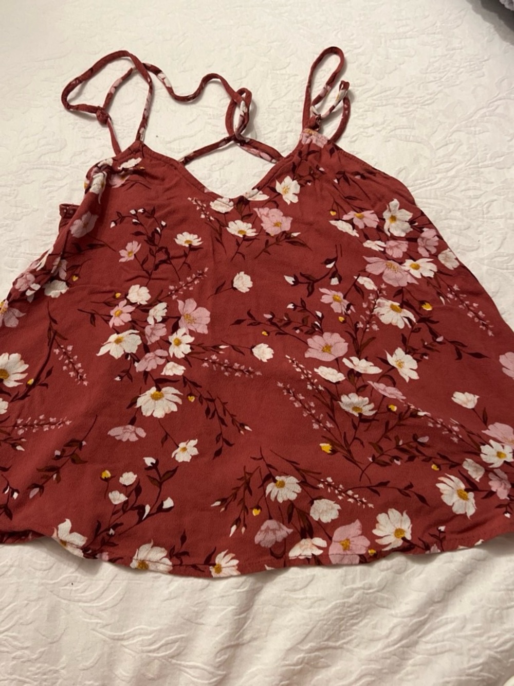 American Eagle Outfitters Floral Spaghetti Strap Cami in Rust
